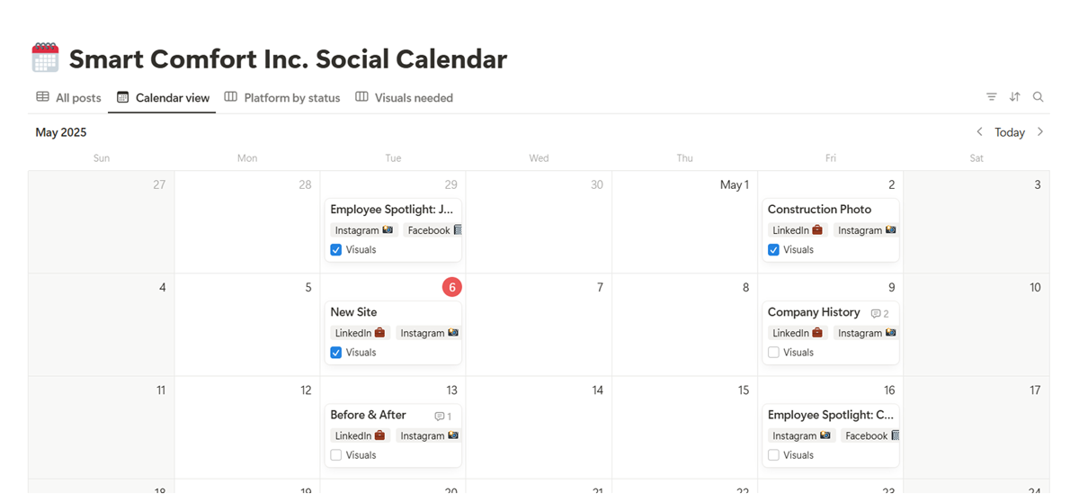 Social Media Calendar Digital Marketing