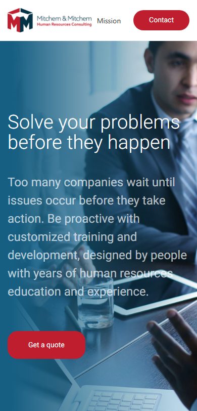 Mitchem and Mitchem mobile website built by Lingo, Little Rock human resources consulting web design