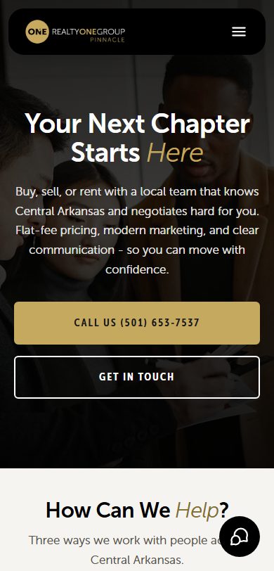 Realty One Group Pinnacle mobile website built by Lingo, Bryant real estate and property management web design