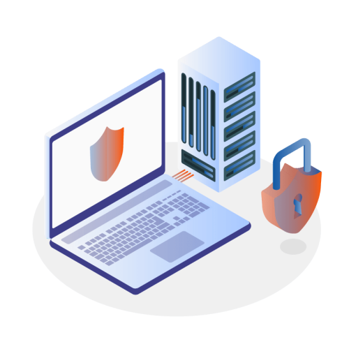 cybersecurity illustration of secure computer